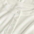 END. Women's Henley LS Top in Off White