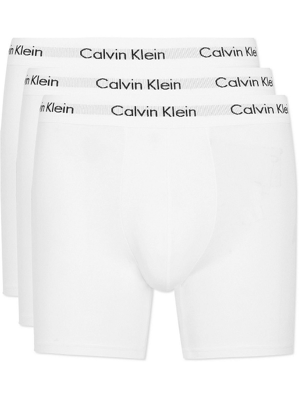 Photo: Calvin Klein Underwear - Three-Pack Stretch-Cotton Boxer Briefs - White