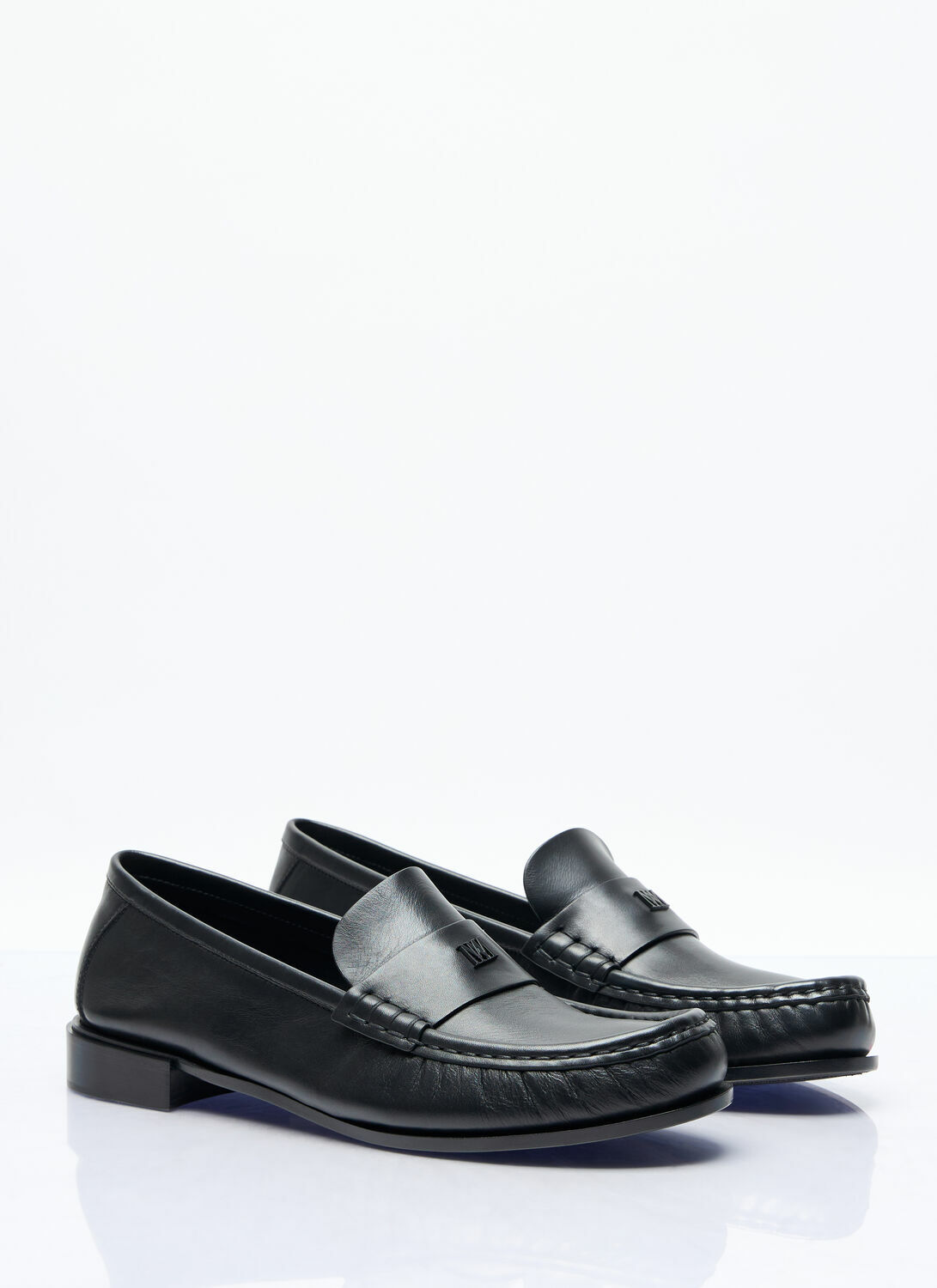 Max Mara Logo Plaque Leather Loafers