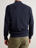 Brunello Cucinelli - Ribbed Cotton Half-Zip Sweater - Blue