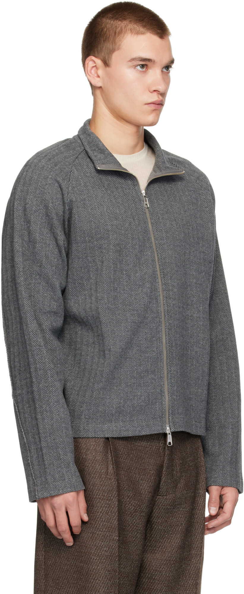 mfpen Gray Leisure Zip Up Sweater