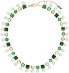 VEERT Gold & Green 'The Shape' Pearl Necklace