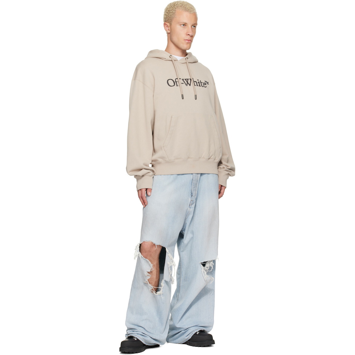 Off-White Beige Big Bookish Regular Hoodie