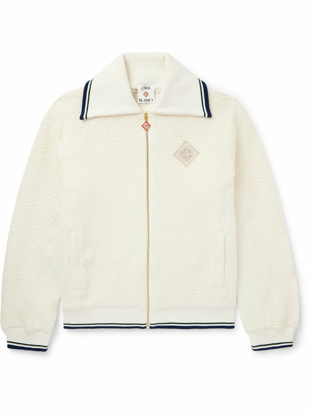 Photo: Casablanca - Logo-Embellished Fleece Zip-Up Sweatshirt - White