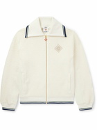 Casablanca - Logo-Embellished Fleece Zip-Up Sweatshirt - White