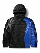 Moncler Genius - adidas Originals Balzers Logo-Appliquéd Striped Panelled Shell Hooded Down Jacket - Blue