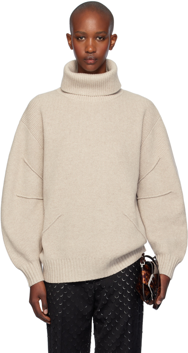 Helmut Lang Beige Apex Turtleneck