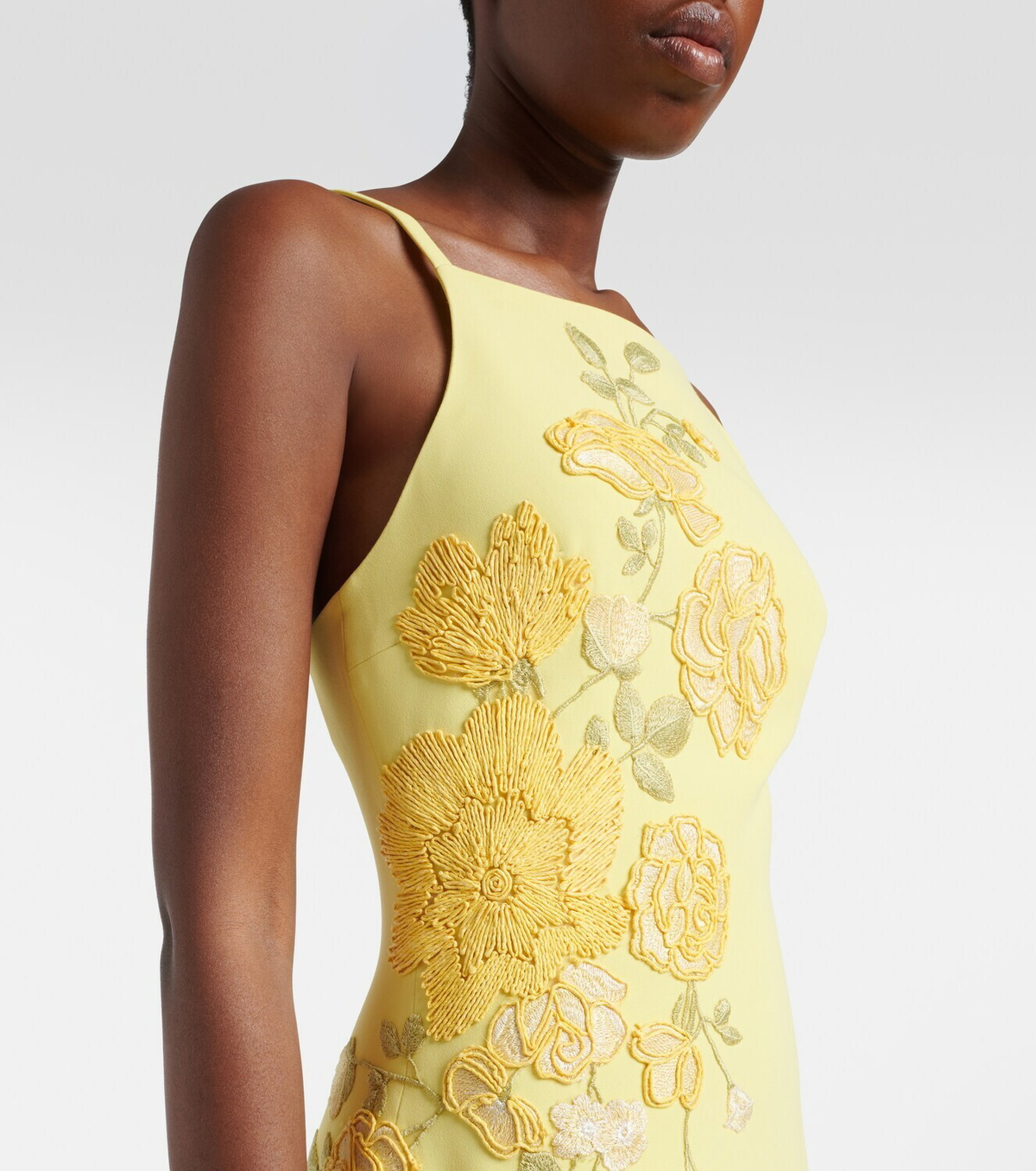 Elie Saab Embroidered halterneck cady maxi dress