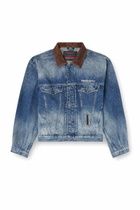 Diesel Denim trucker jacket with contrast leather trims - Denim Jackets - Unisex - Blue