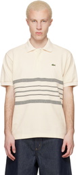 Lacoste Off-White 'French Made' Classic Fit Striped Polo