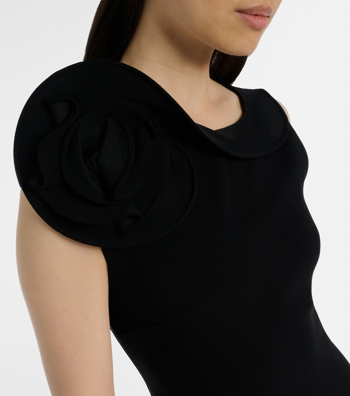 Roland Mouret Floral-appliqué crêpe midi dress