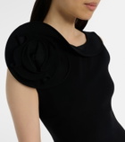 Roland Mouret Floral-appliqué crêpe midi dress