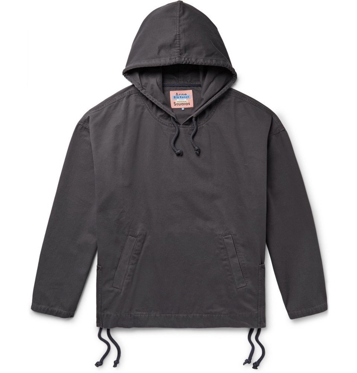 Photo: Acne Studios - Flanck Lace-Up Cotton-Twill Hoodie - Midnight blue