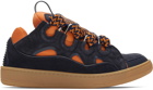 Lanvin SSENSE Exclusive Orange & Navy Curb Sneakers