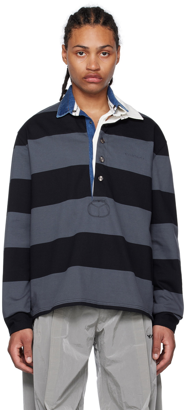 Y/Project Black & Gray Triple Collar Polo Y/Project