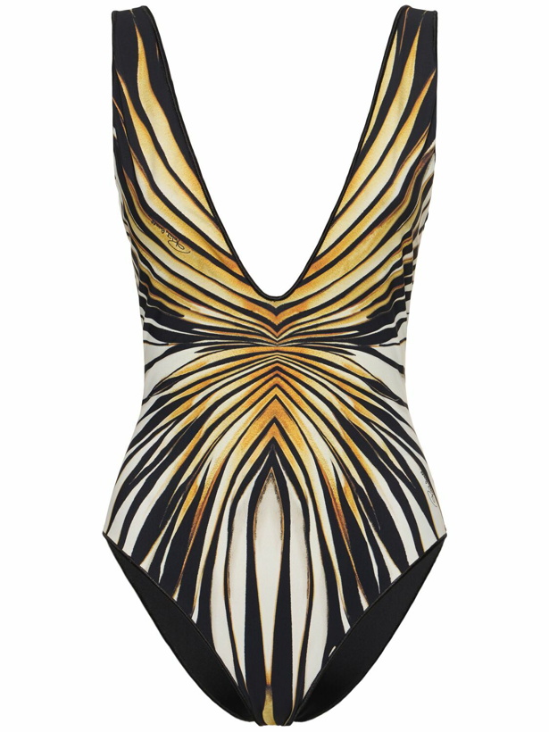 Photo: ROBERTO CAVALLI Ray Of Gold Printed Lycra Swimsuit