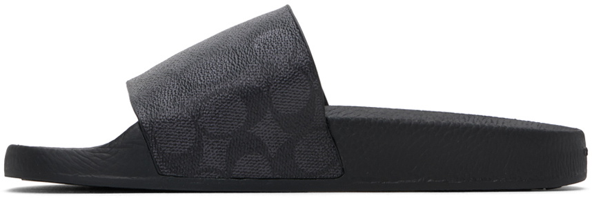 Coach 1941 Black Coated Canvas Slides
