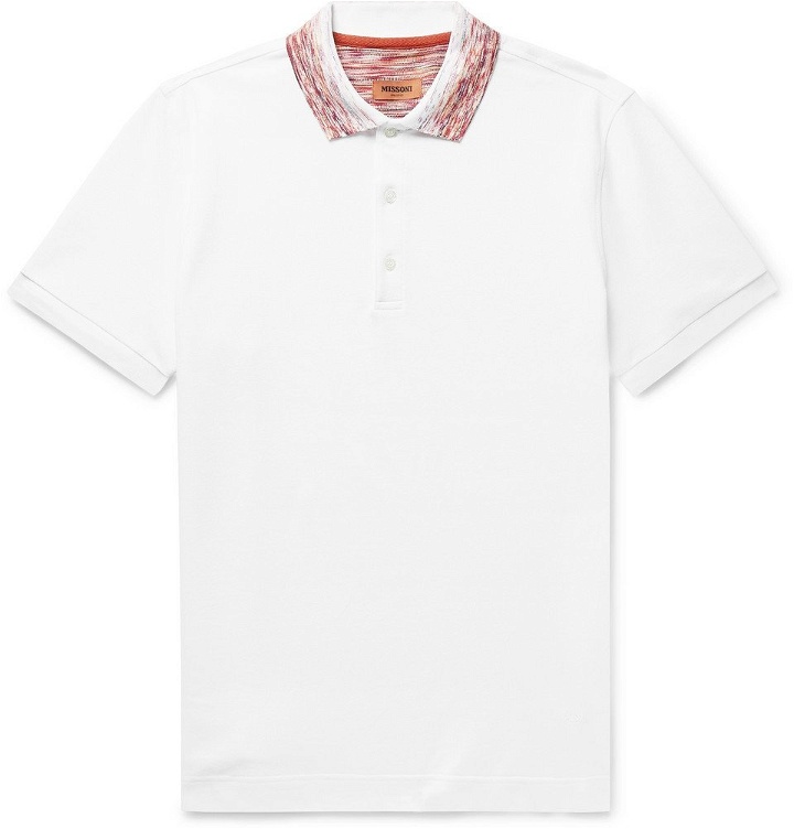 Photo: Missoni - Space-Dyed Cotton-Piqué Polo Shirt - Men - White