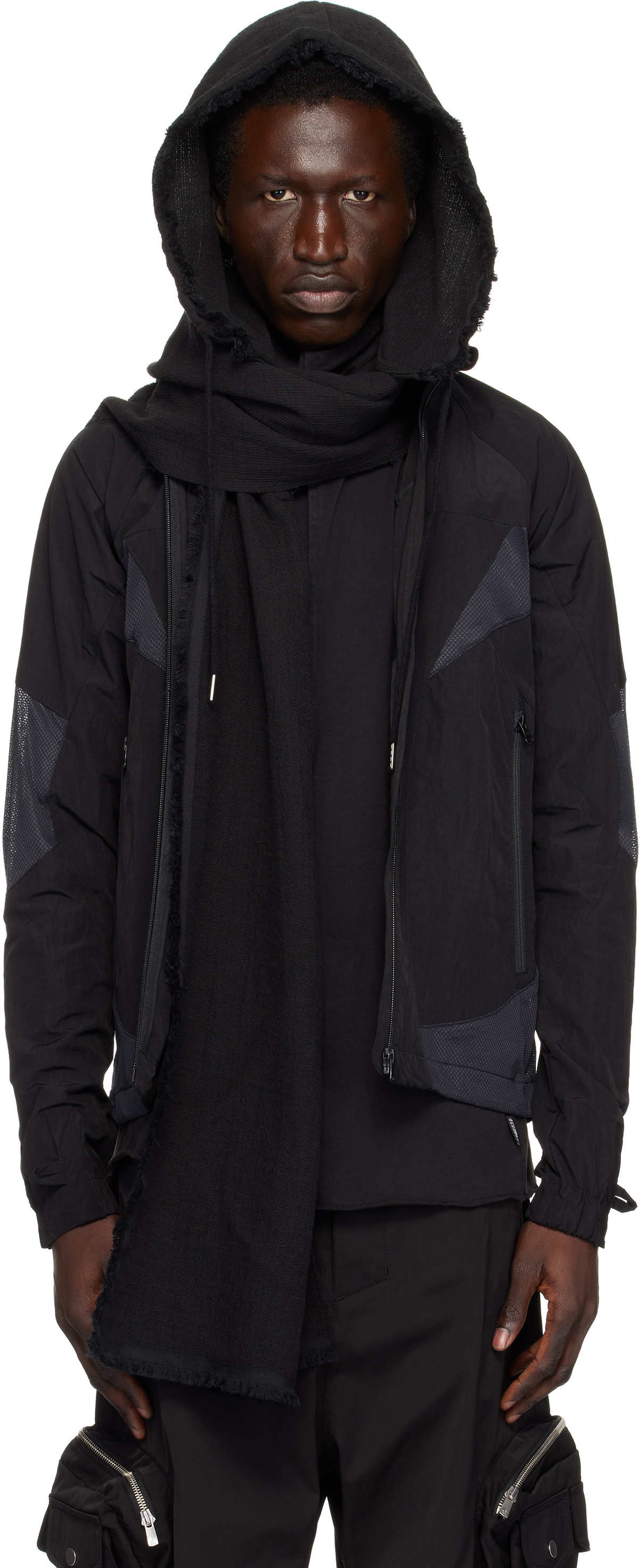 FFFPOSTALSERVICE Black Hooded Scarf FFFPOSTALSERVICE
