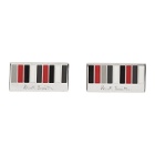 Paul Smith Silver and Red Manchester United Edition Ministripe Cufflinks