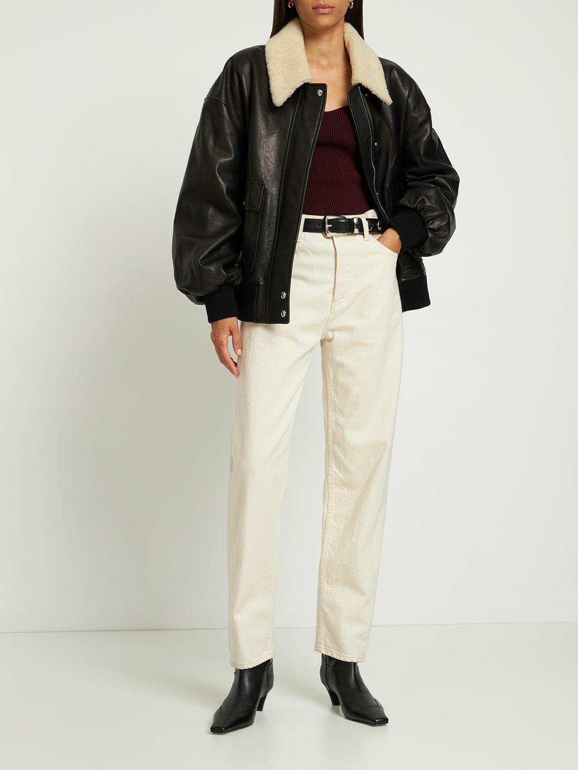 ジャケット・アウター sheller leather like bomber jacket ジャケット・アウター sheller leather like bomber jacket FAUX