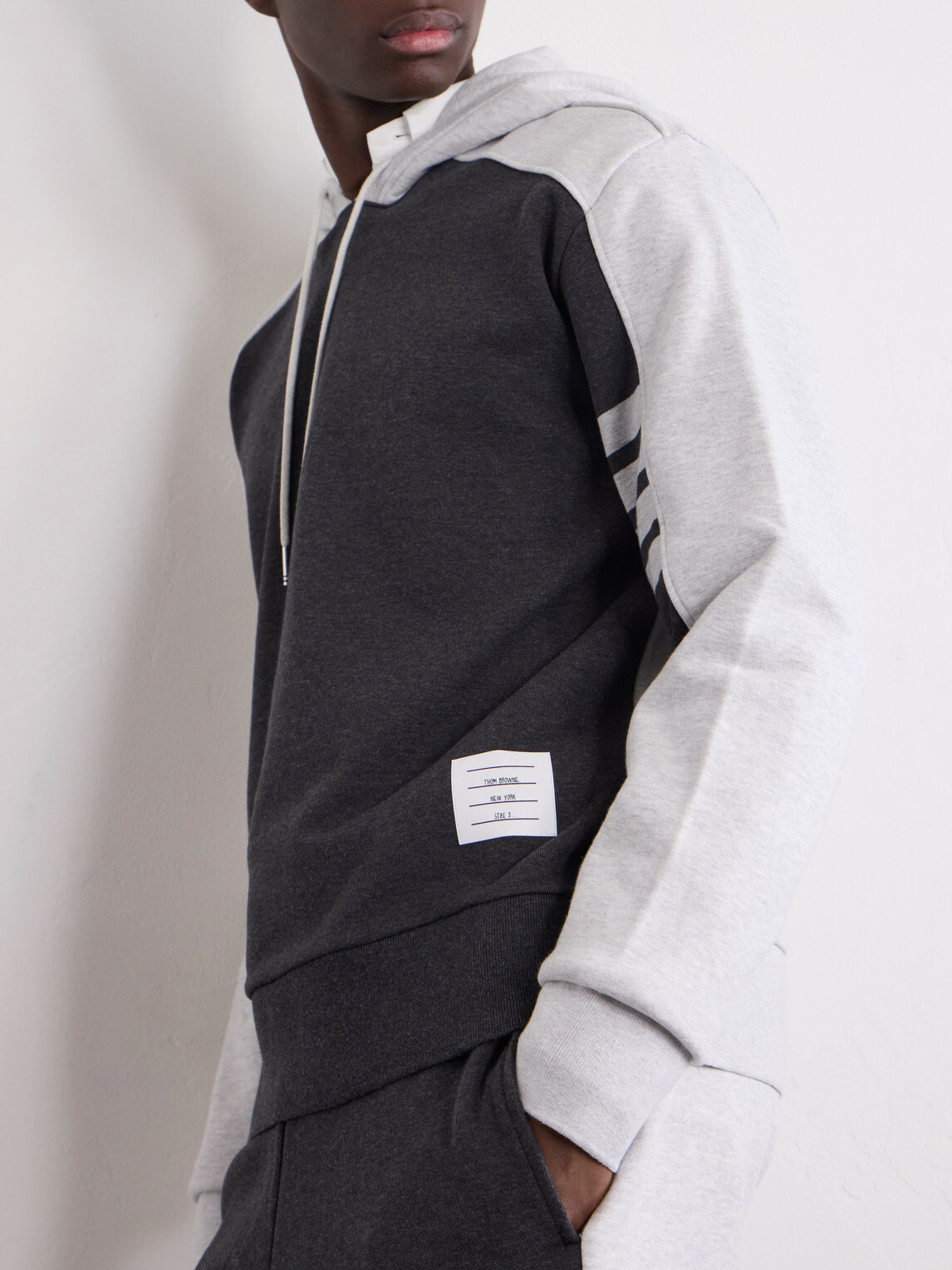 Thom Browne - Logo-Appliquéd Striped Cotton-Jersey Hoodie - Gray
