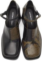 Justine Clenquet Black & Khaki Python Kate Heels