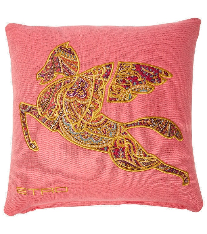 Photo: Etro - Pegaso embroidered linen cushion