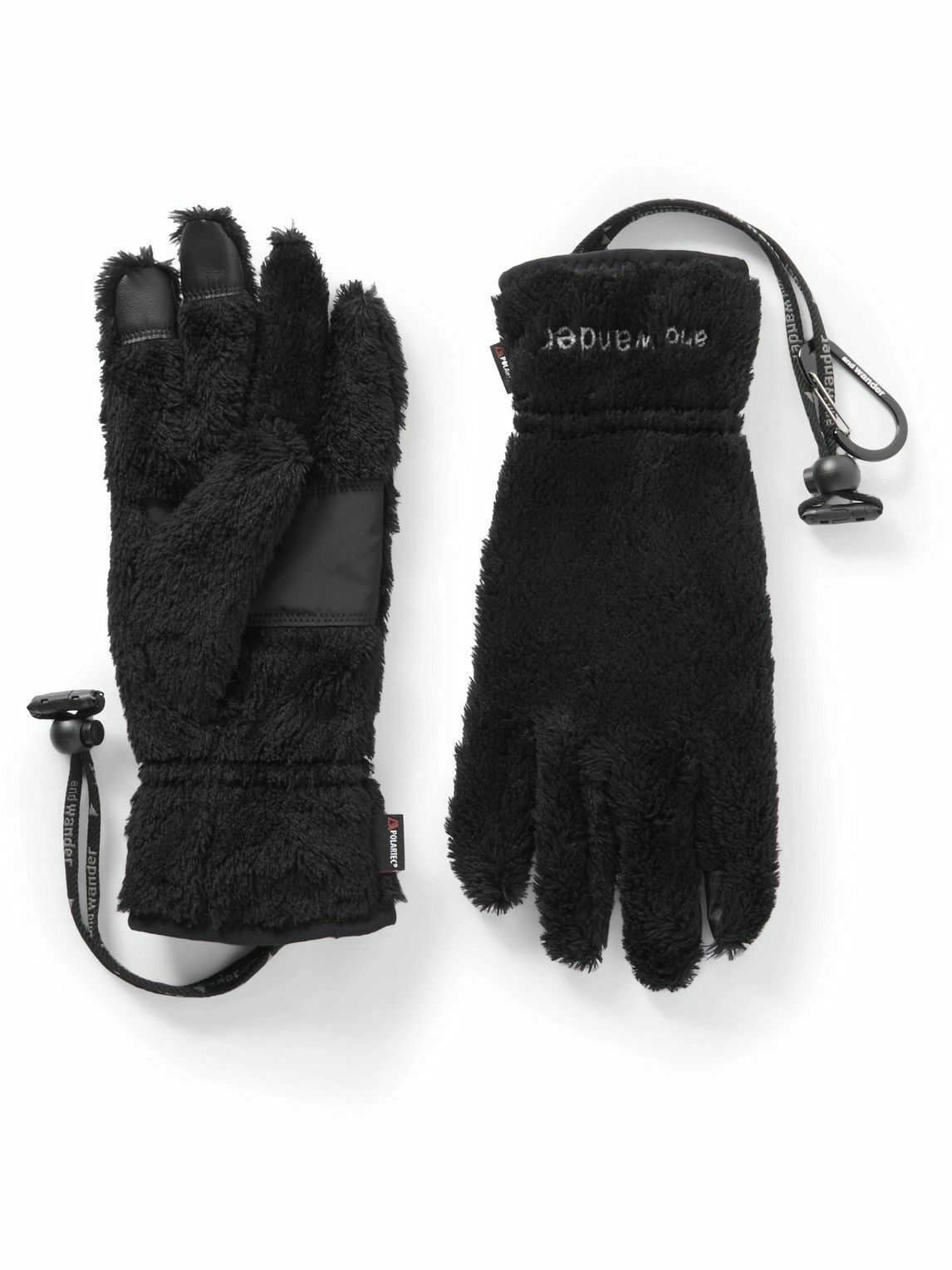 Photo: And Wander - Logo-Embroidered Polartec® Fleece and Shell Gloves - Black