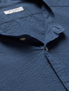 Boglioli - Grandad-Collar Cotton-Seersucker Shirt - Blue
