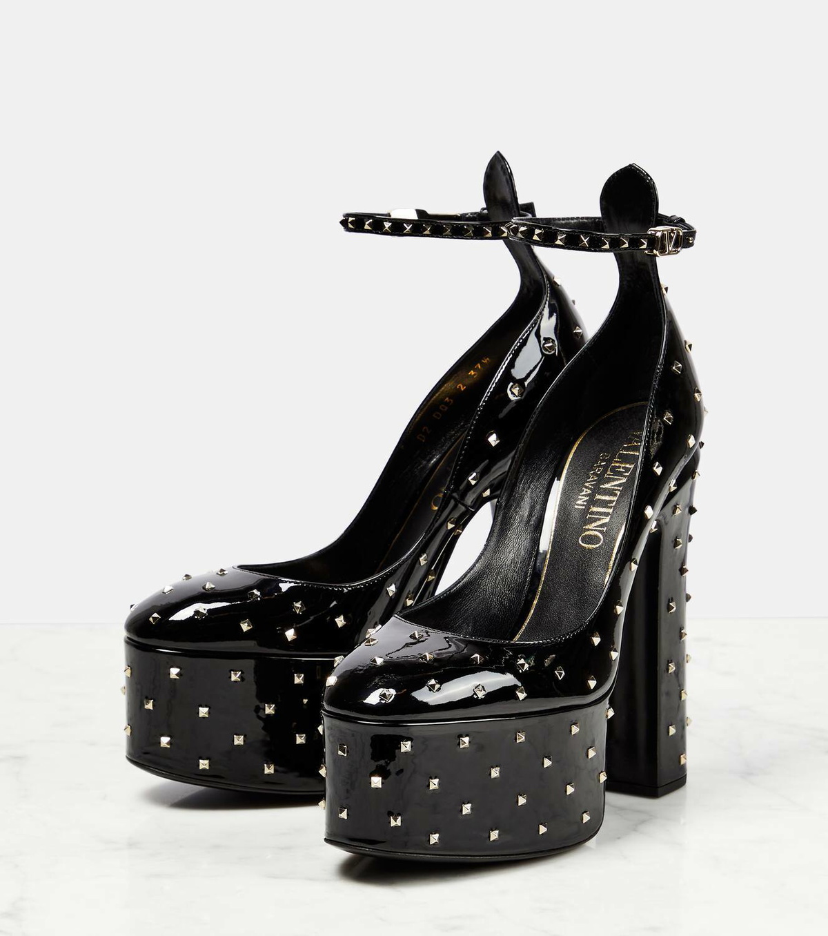 VALENTINO GARAVANI ブラック ハイヒール Valentino Garavani - Black Leather One Stud Slingback, 60mm