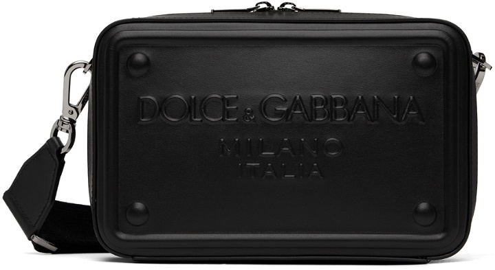 Photo: Dolce & Gabbana Black Embossed Messenger Bag