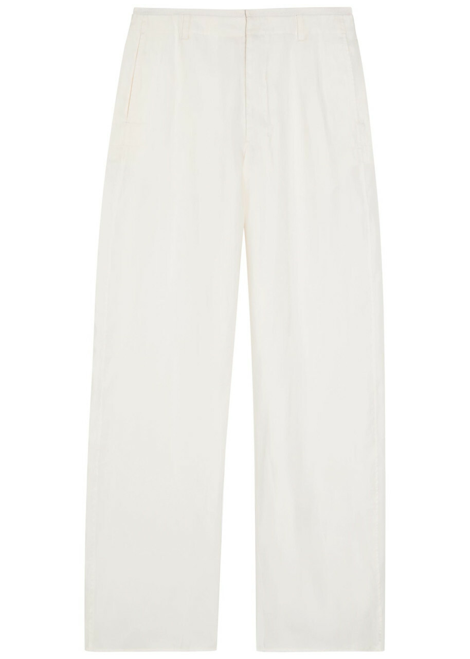 Lemaire Creased Satin Trousers Off White