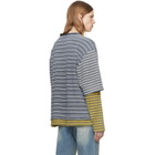 We11done Gray Contrast Striped Layered T-Shirt
