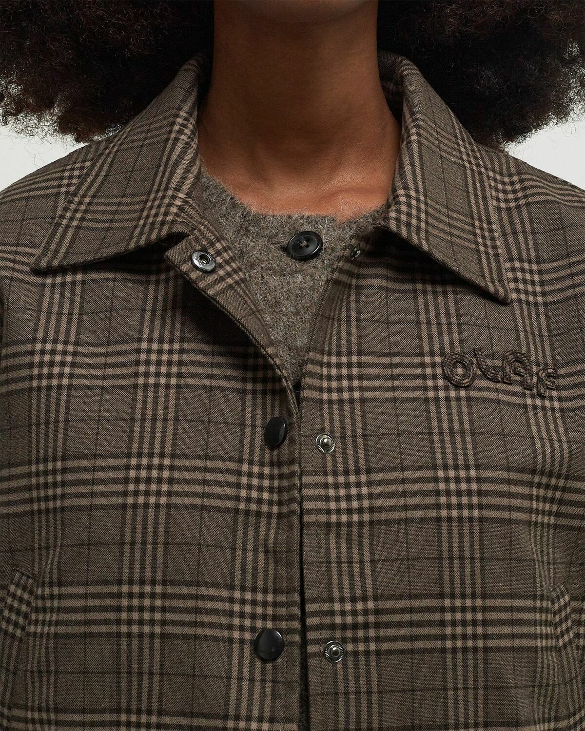 ØLÅF CHECK CROPPED JACKET Brown Womens Windbreaker