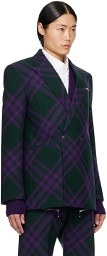 Burberry Green & Purple Check Blazer