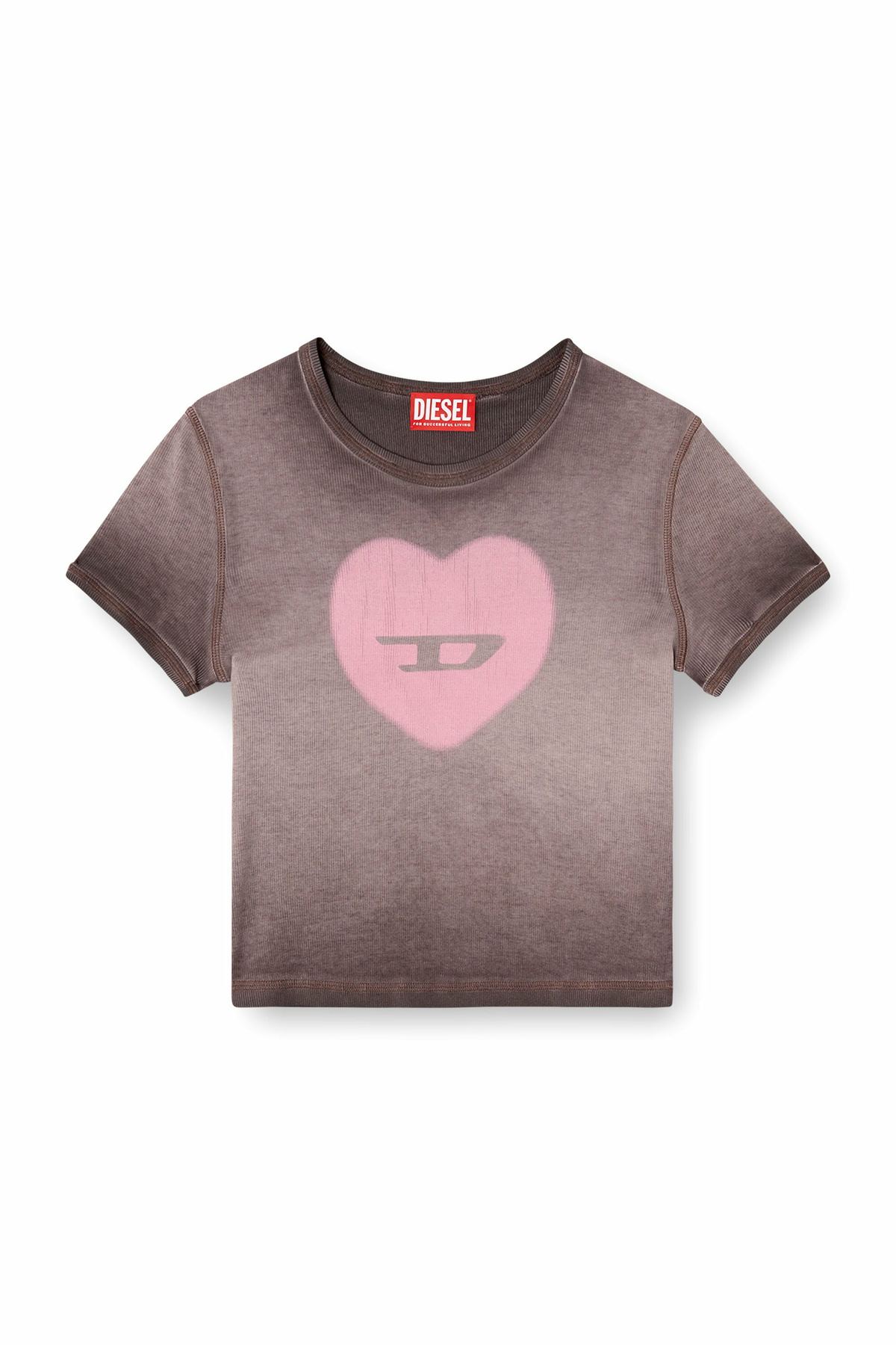 Diesel Ribbed T-shirt with watercolour heart D - T-Shirts Womens in Violet