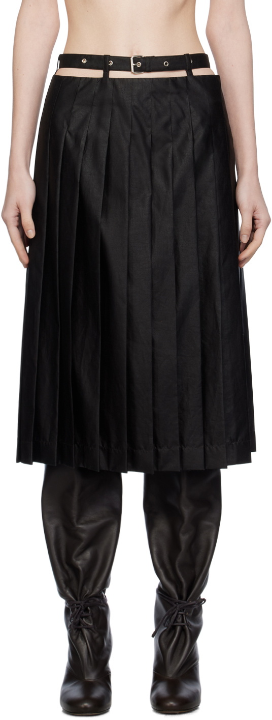 UMBER POSTPAST Brown Pleated Midi Skirt
