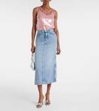 7 For All Mankind High-rise denim midi skirt