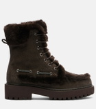 Brunello Cucinelli Monili shearling-trimmed suede lace-up boots