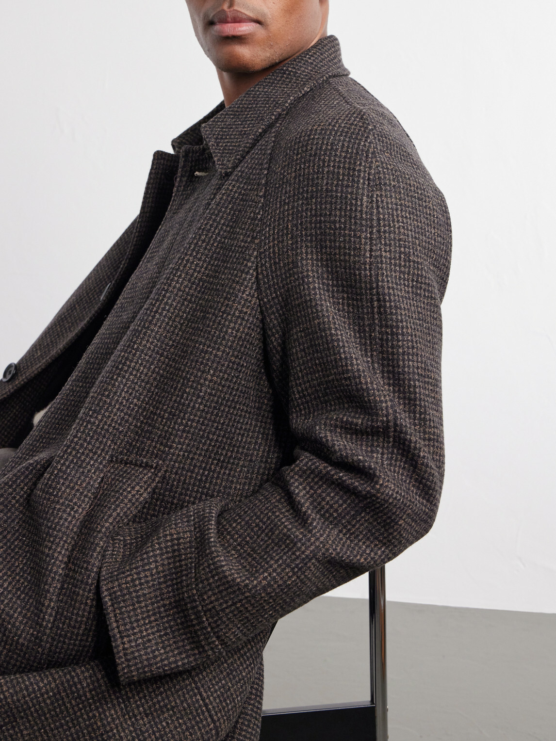 Oliver Spencer - Lothian Houndstooth Tweed Coat - Brown