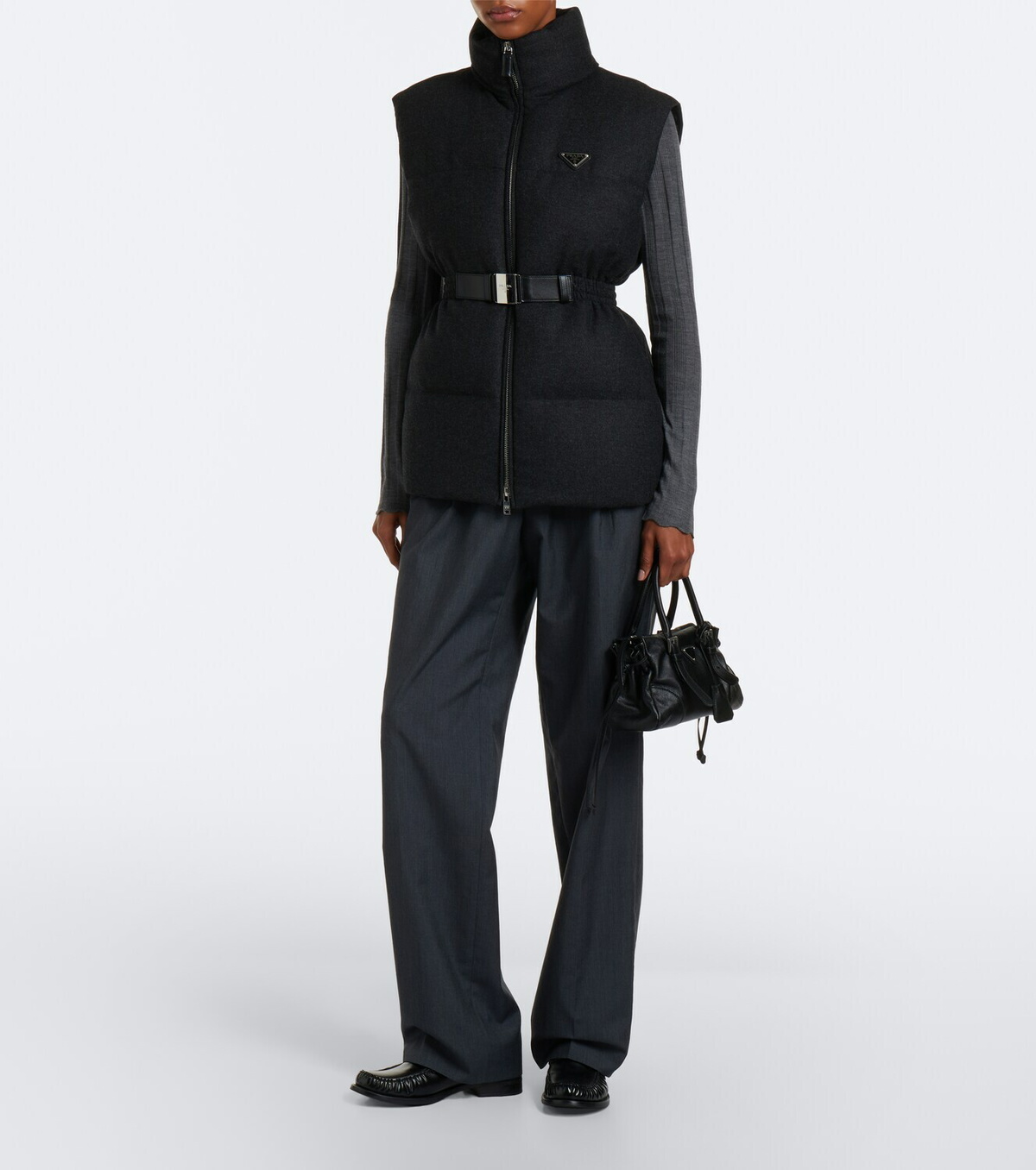 Prada Belted wool and cashmere down vest