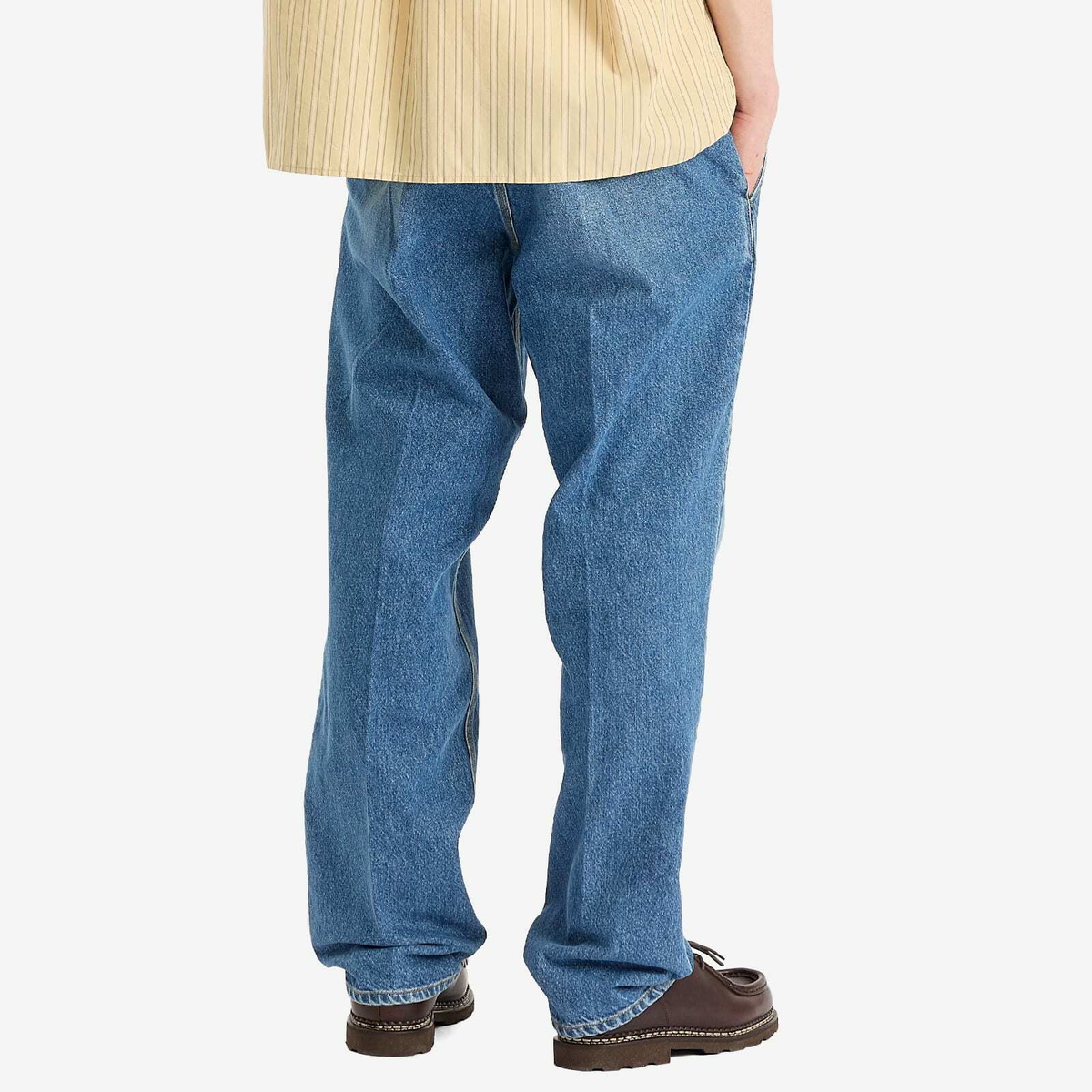 Foret Men's Clay Creased Denim Trousers in Vintage Blue