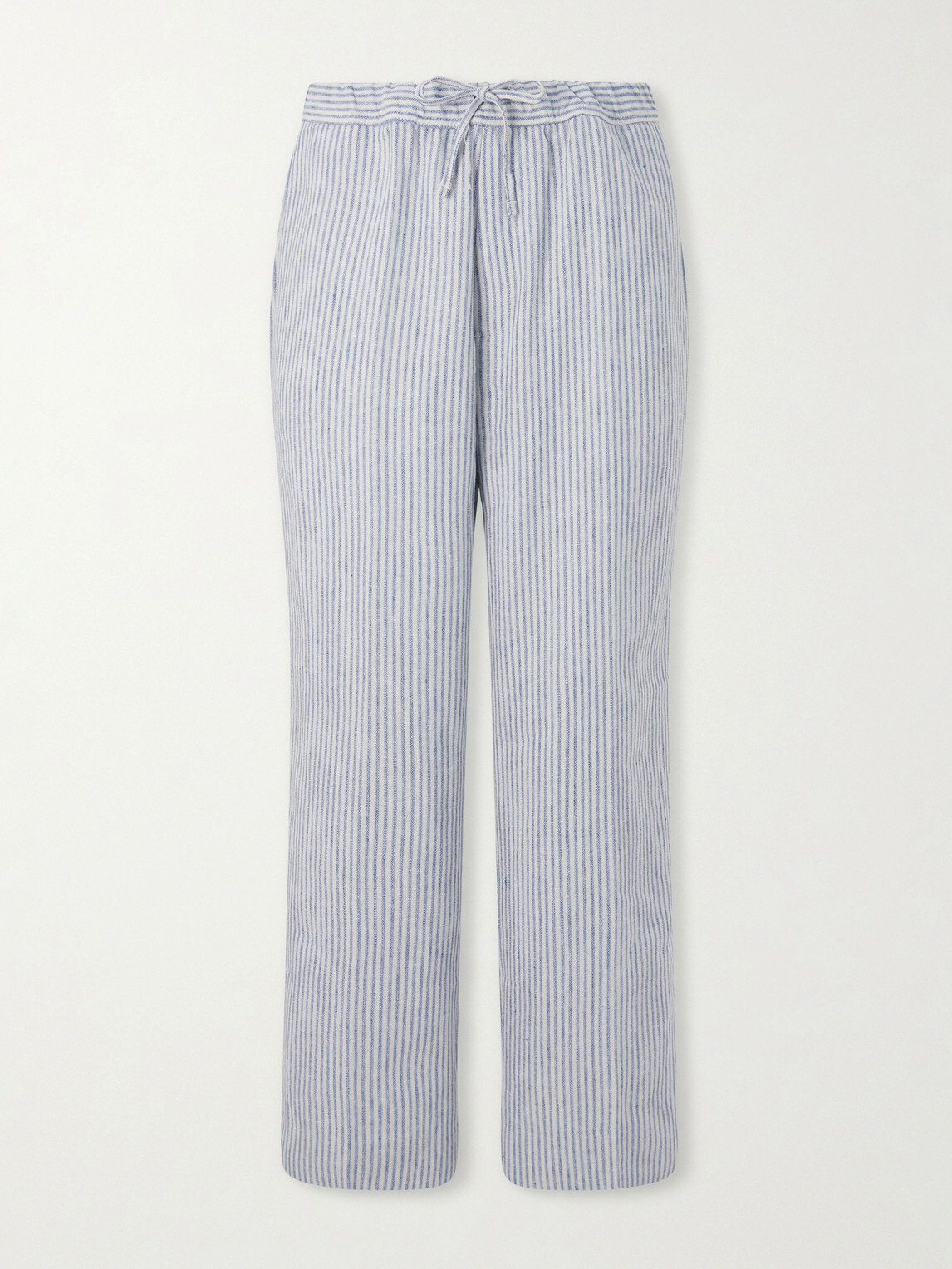 Officine Générale - Nilson Straight-Leg Striped Linen and Cotton-Blend Trousers - Blue