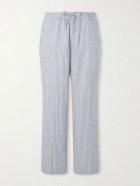 Officine Générale - Nilson Straight-Leg Striped Linen and Cotton-Blend Trousers - Blue