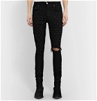 AMIRI - Skinny-Fit Crystal-Embellished Distressed Denim Jeans - Black