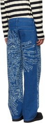 Robyn Lynch Blue Laser Etched Map Jeans