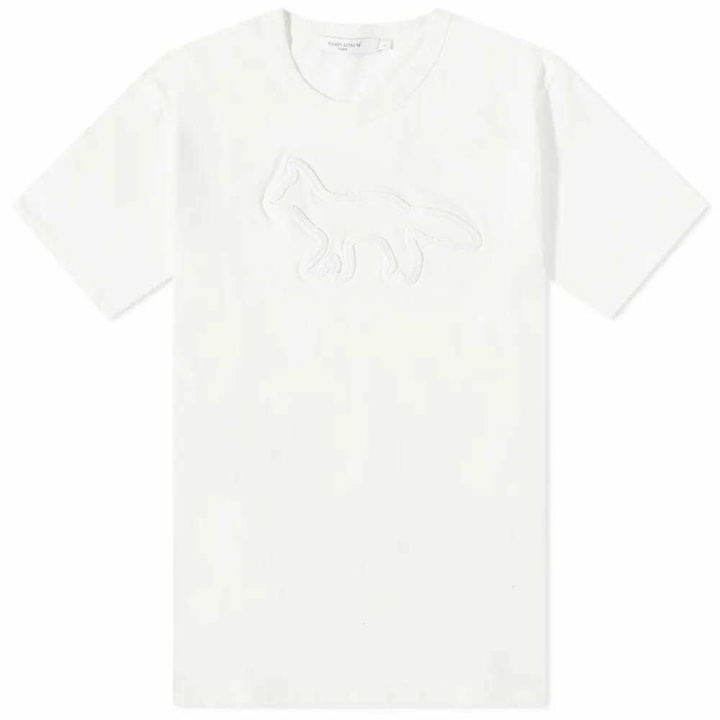 Photo: Maison Kitsuné Men's Contour Fox Patch Relaxed T-Shirt in Off-White