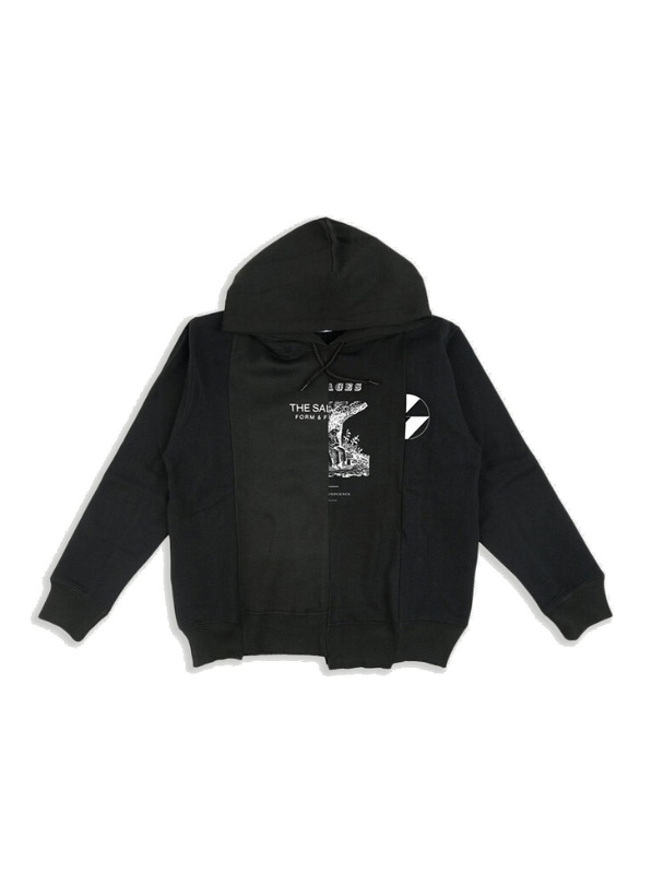 Photo: Constructed of Different Shades Hooded Sweatshirt in Black