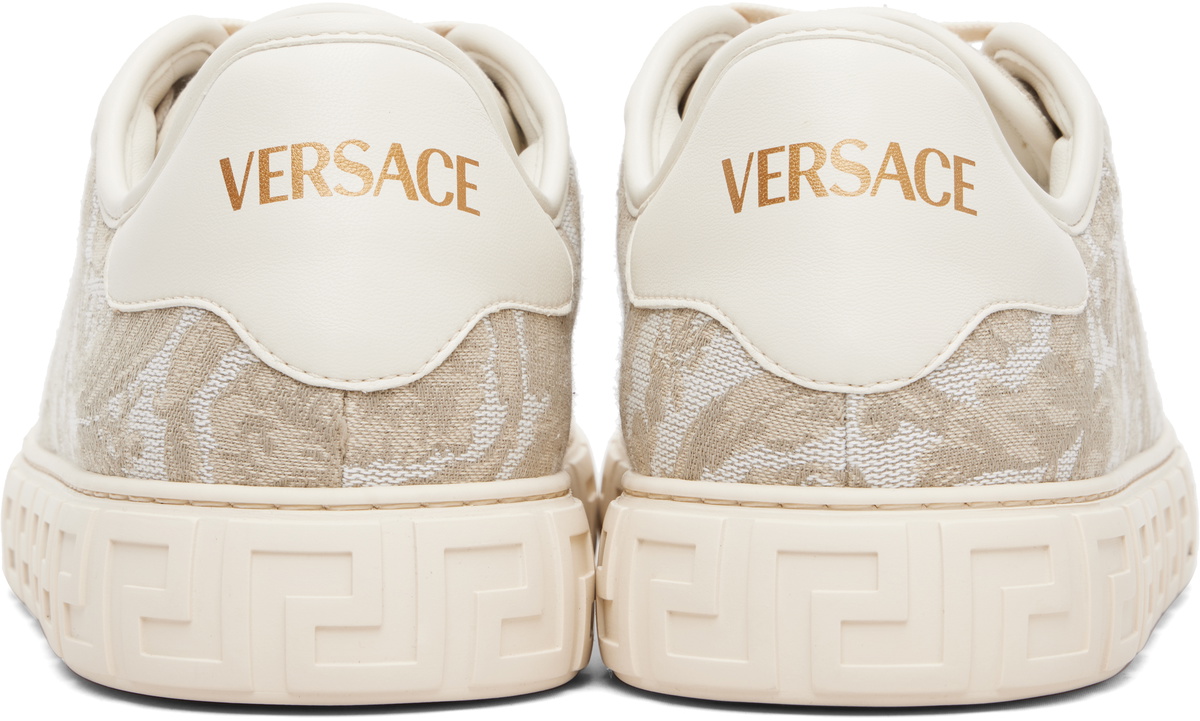 Versace Beige Greca Jacquard Canvas Sneakers